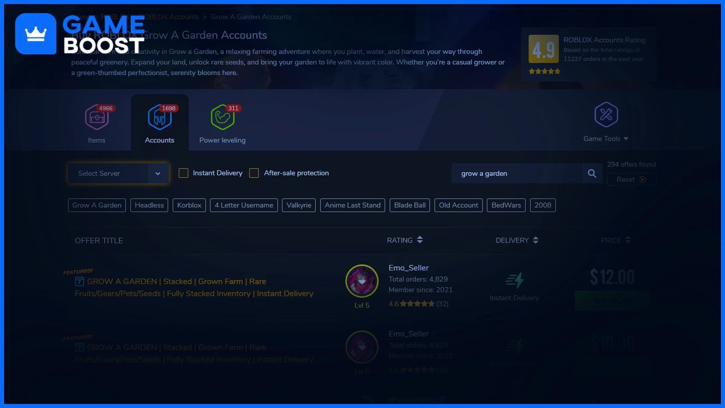 playerauctions grow a garden accounts 