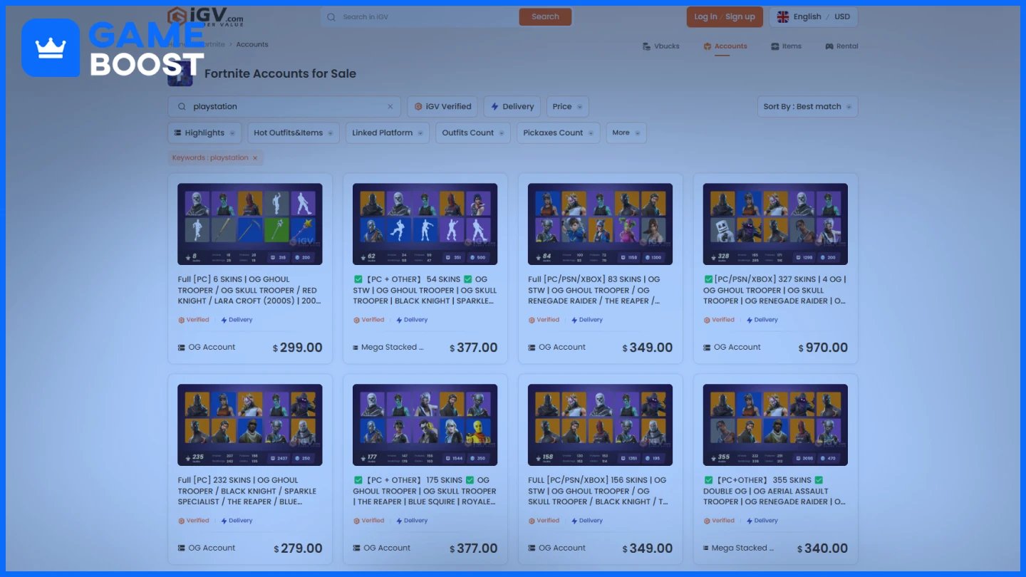 fortnite playstation accoutns