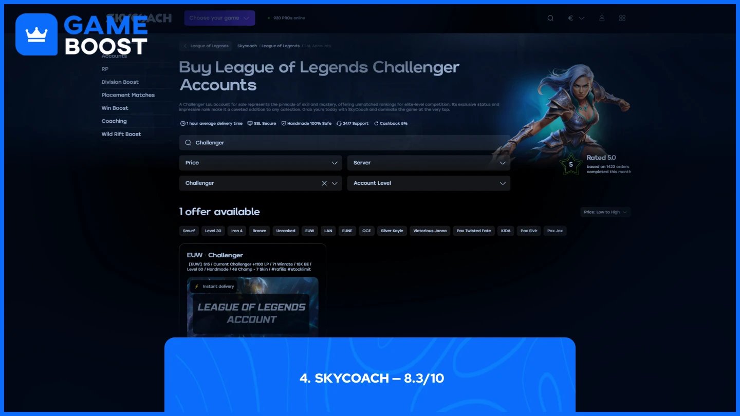 skycoach challenger accounts page