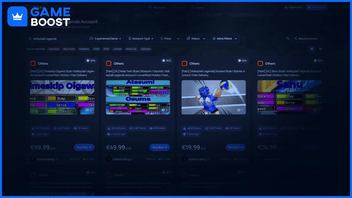 gameboost volleyball legends accounts