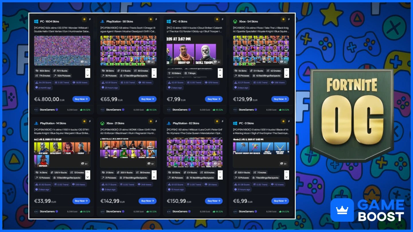 og fortnite accounts price