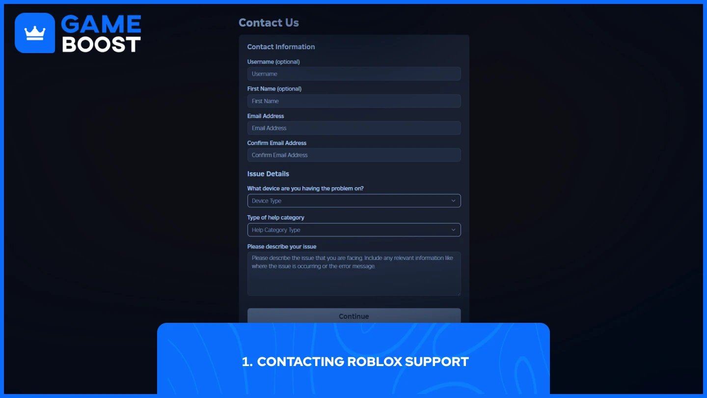 en bild av Roblox kundsupportsida