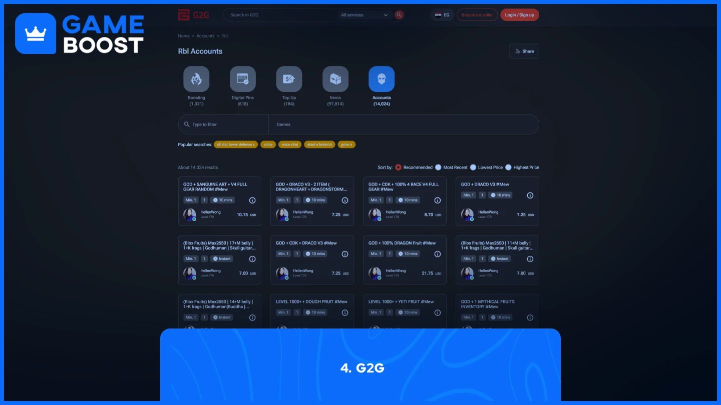cuentas de roblox de G2G