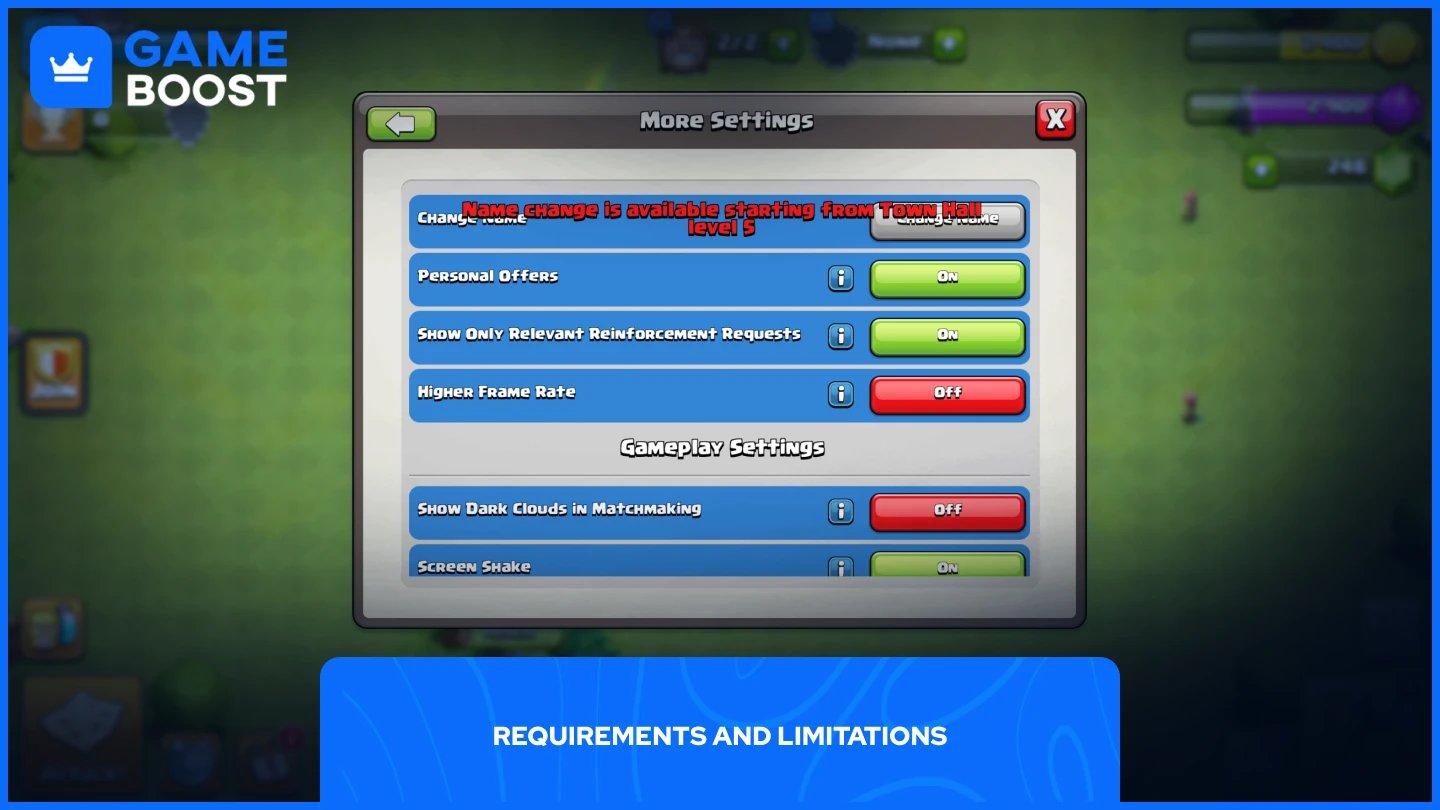 a picture of "More Settings" tab in clash of clans