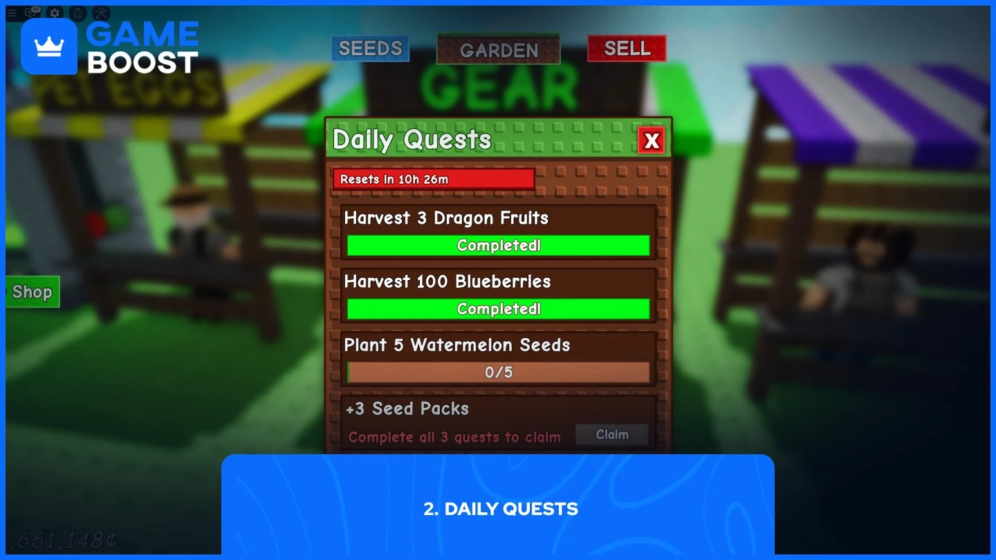 a picture of the daily quests in grow a garden