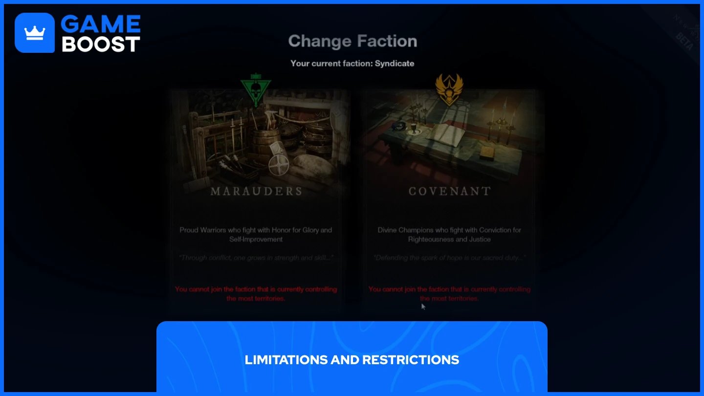 a picture of a player changing factions in new world