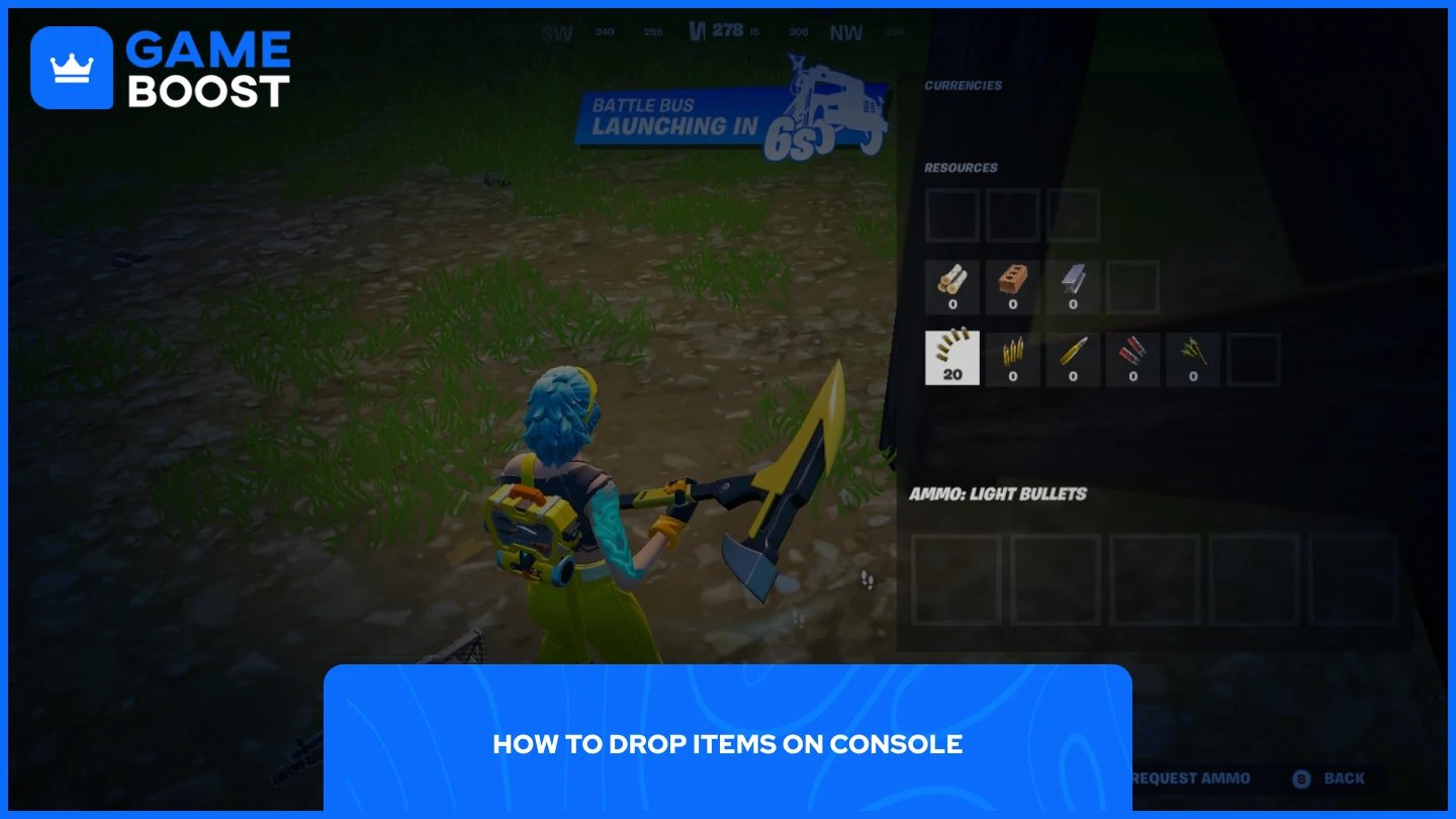 et billede af en spiller, der svæver over ammunition i Fortnite