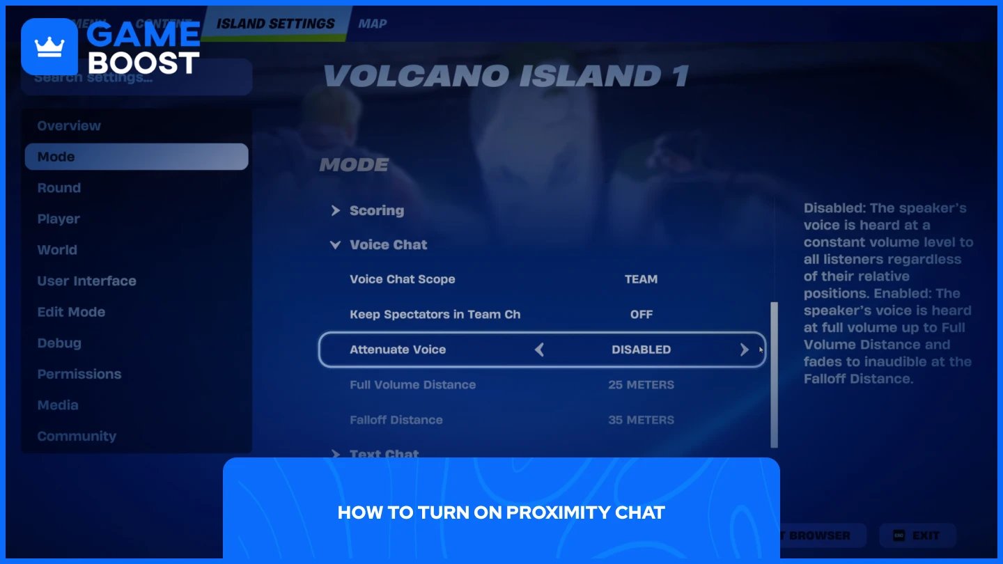 a picture of the proximity chat settings in fortnite