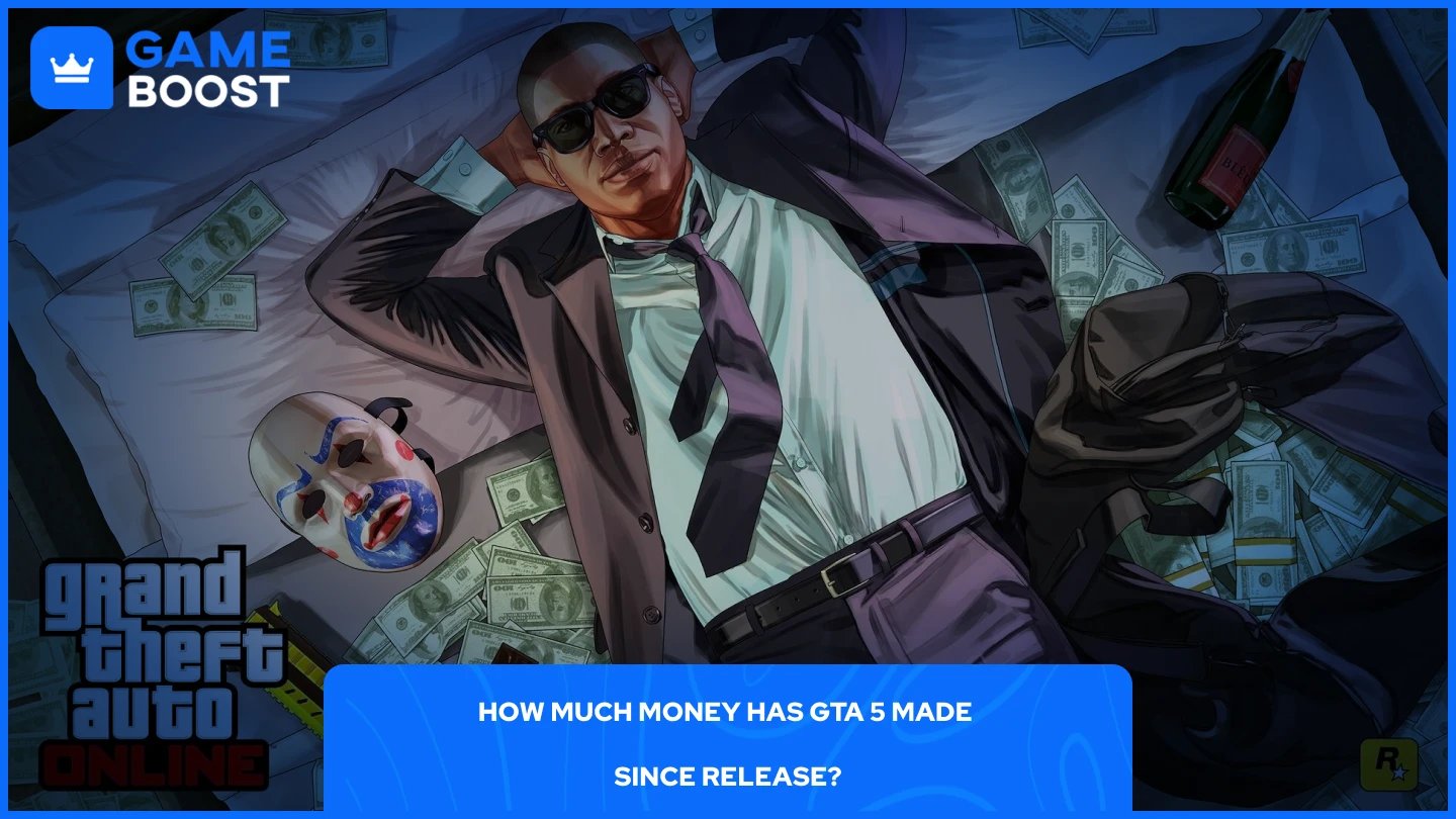une image d'un personnage de GTA Online allongé sur un lit avec de l'argent autour de lui