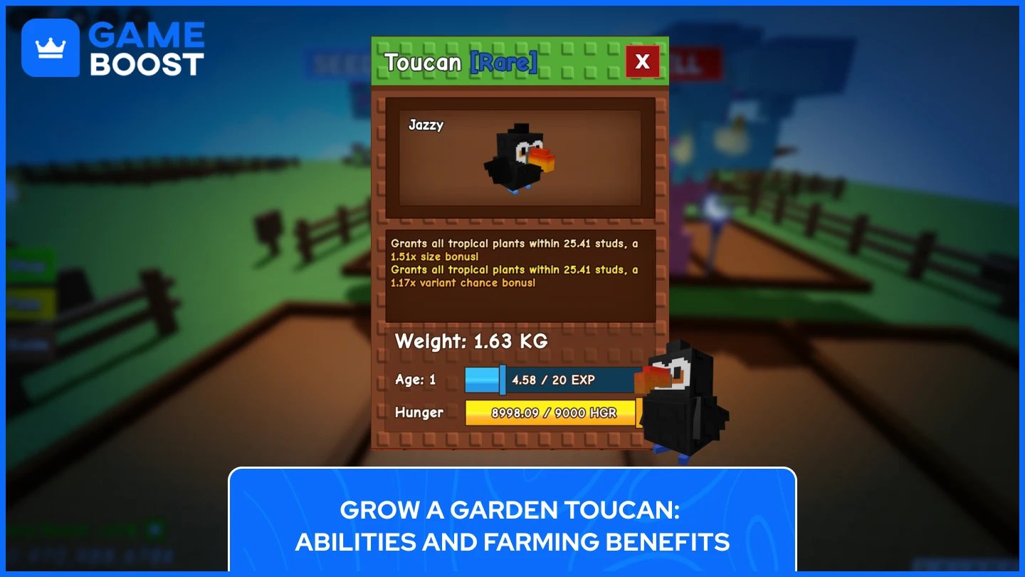 que fait le toucan dans Grow a Garden