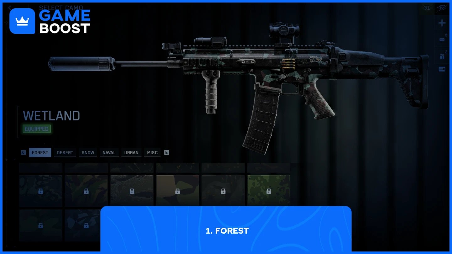 a picture of forest camos in battlefield 6