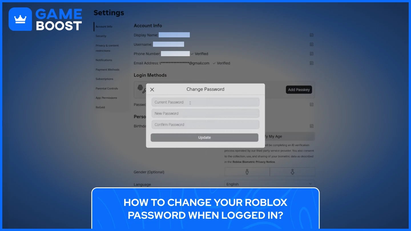 change roblox password