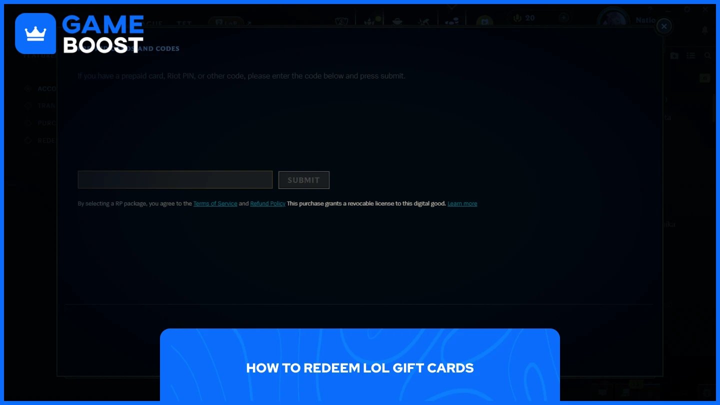 isang larawan ng prompt ng pag-redeem sa league of legends client