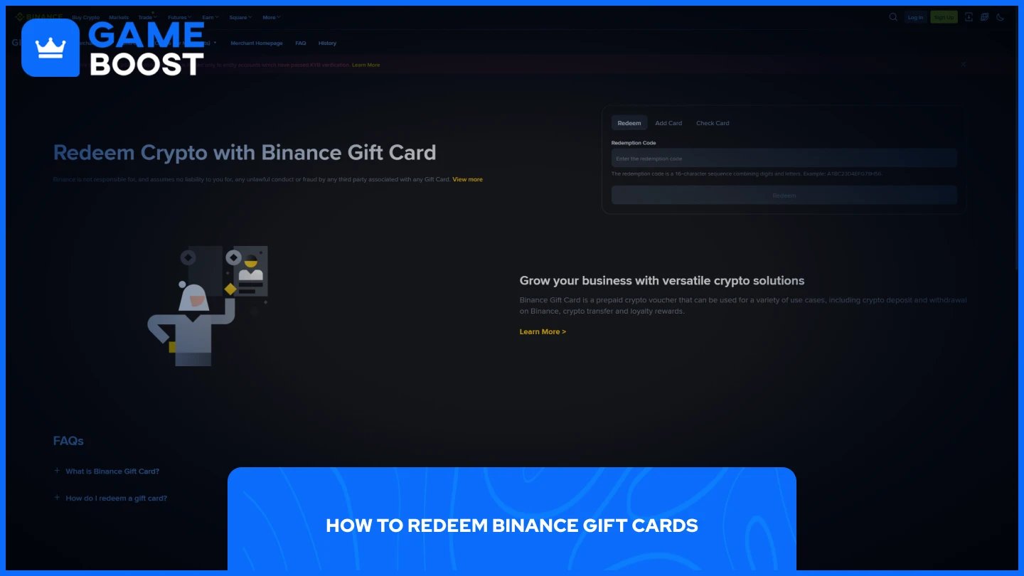 una imagen de la página de canje de código de binance