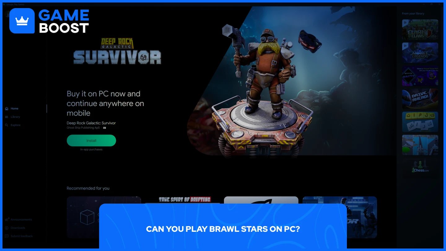 a picture of google play games PC