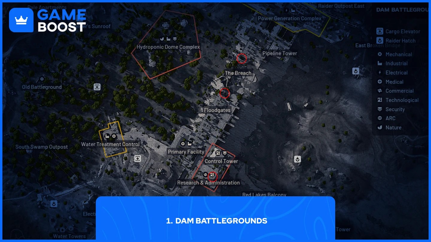ภาพของตำแหน่ง Sentinel Arc ใน Dam Battlegrounds