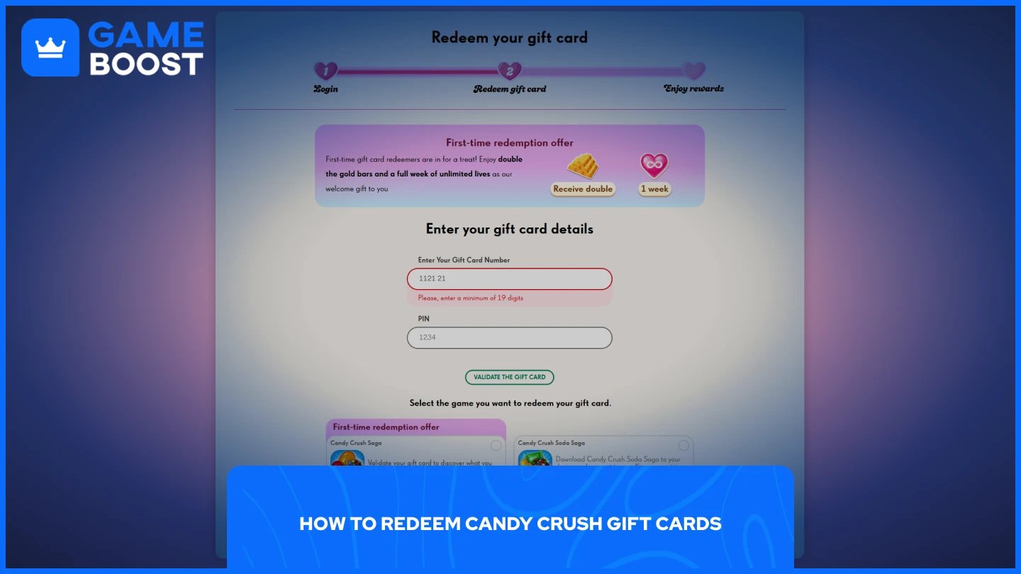 une image de la page de redemption de code pour Candy Crush