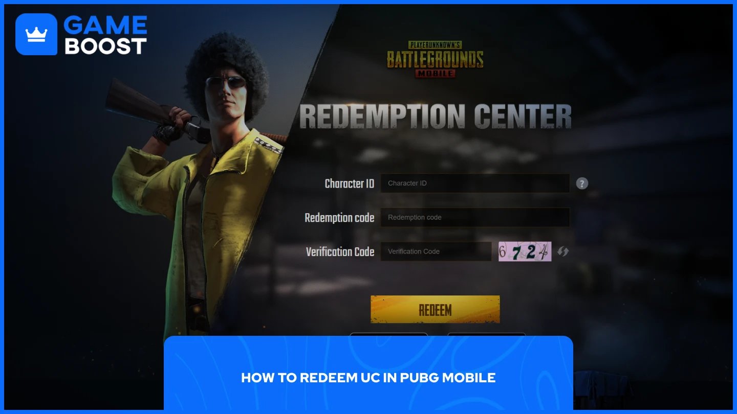 en bild av en spelare som löser in UC presentkort i PUBG Mobile