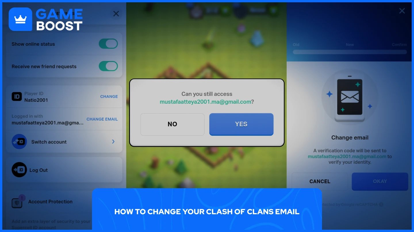 obrazek procesu zmiany e-maila w clash of clans