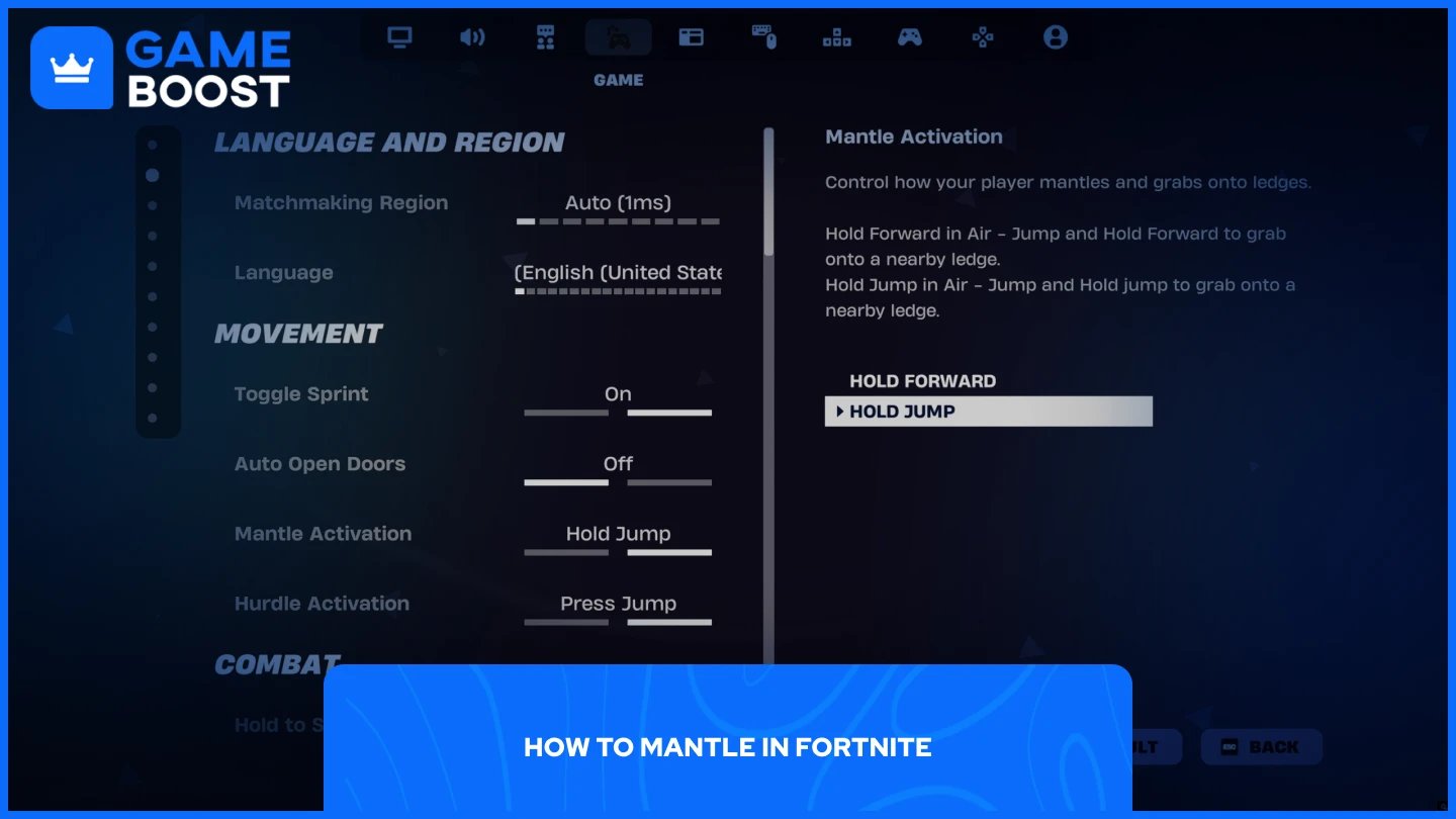 a picture of fortnite mantle settings