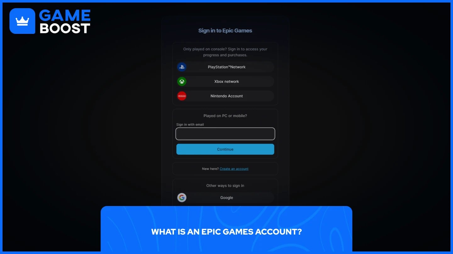 une image de l'écran de connexion d'Epic Games