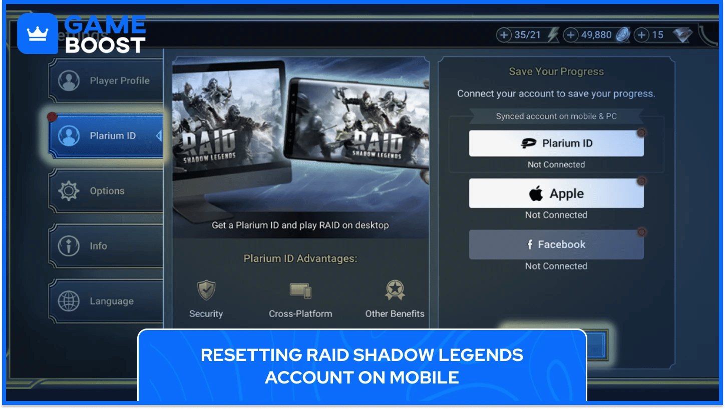 在移动端重置Raid Shadow Legends账户