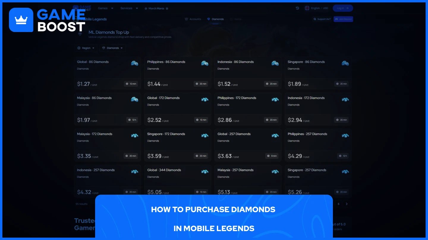 GameBoost MLBB 钻石页面