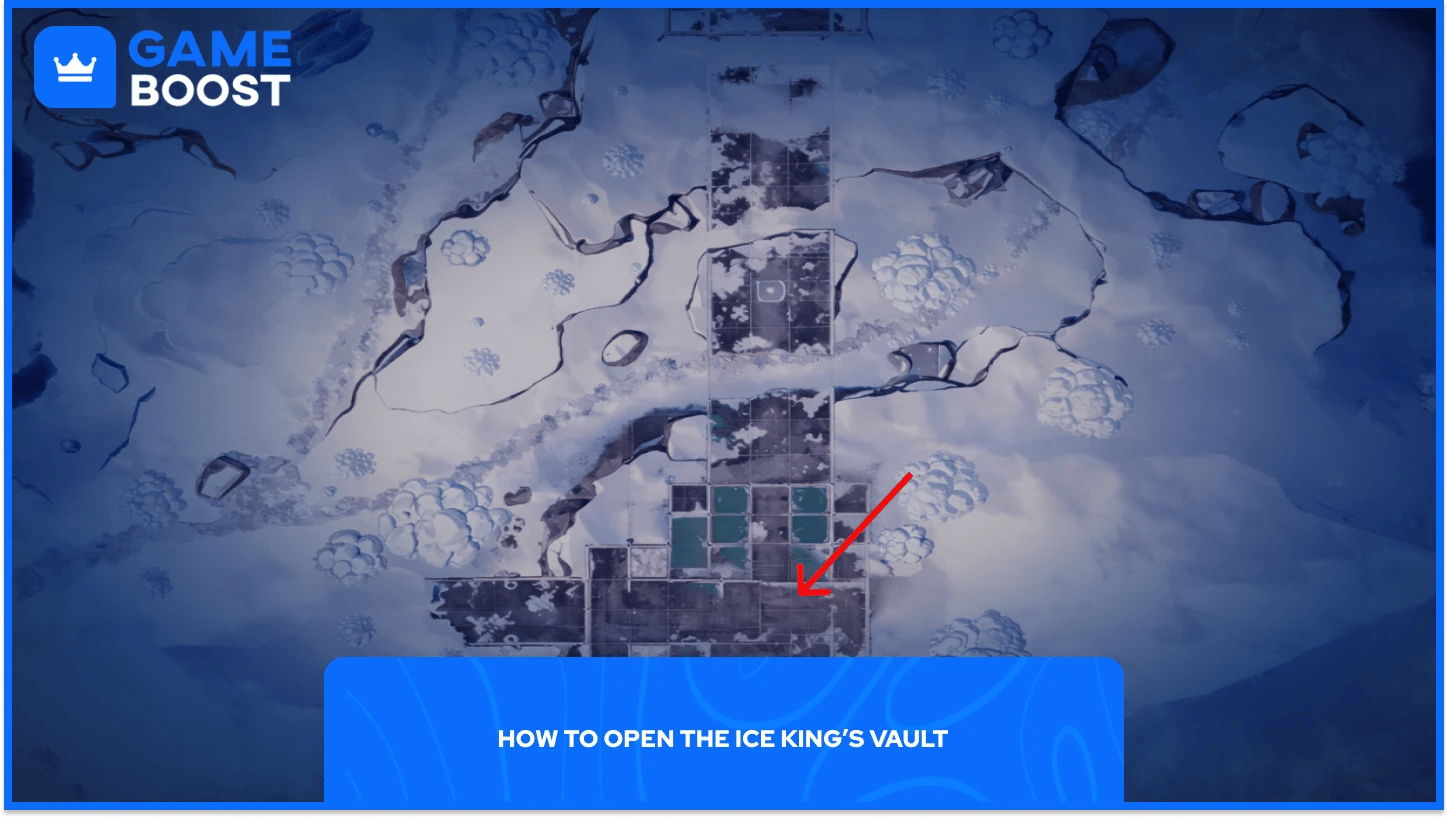 fortnite สถานที่ของห้องนิรภัยของราชาแห่งน้ำแข็งใกล้สะพาน