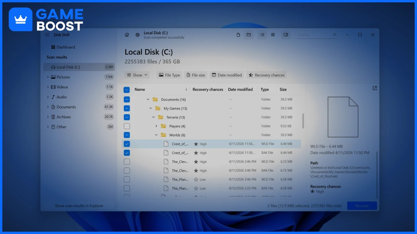 a picture of the local disk C missing files