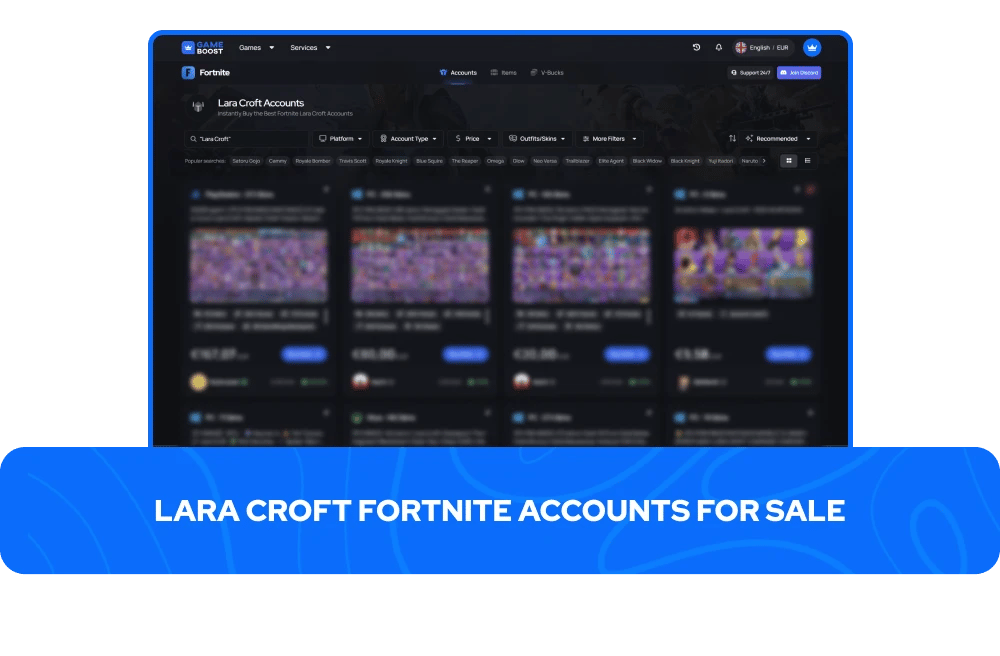 Lara Croft Fortnite Accounts for Sale