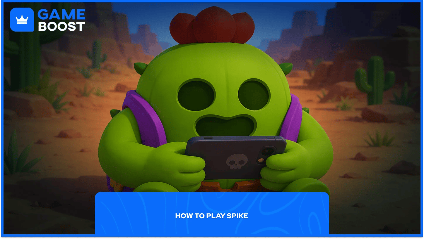 Brawl Stars Спайк играет на своем телефоне