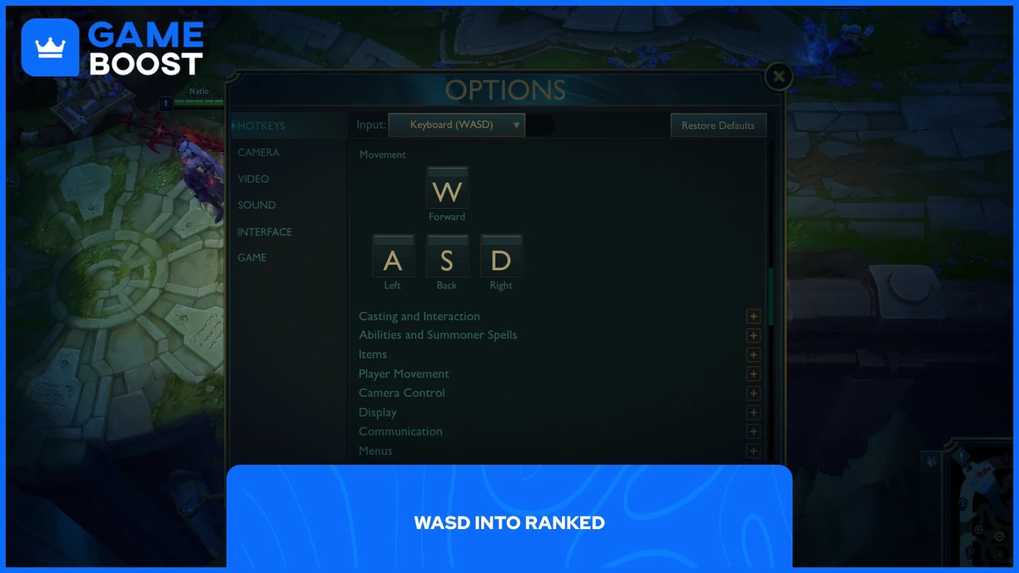 ภาพของ wasd ในตัวเลือกในเกม