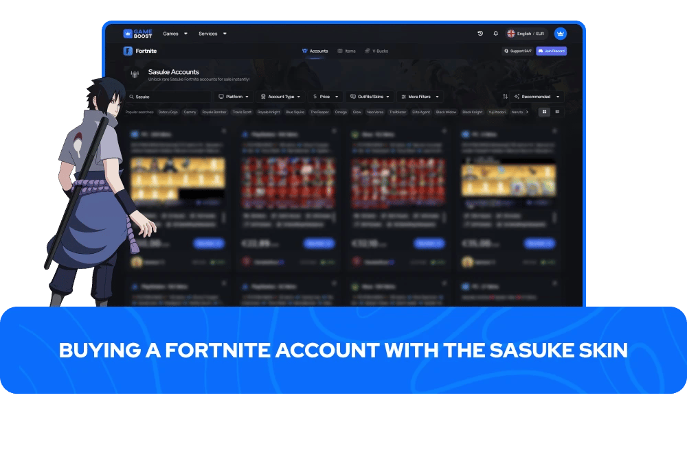 Att köpa ett Fortnite-konto med Sasuke-skinet