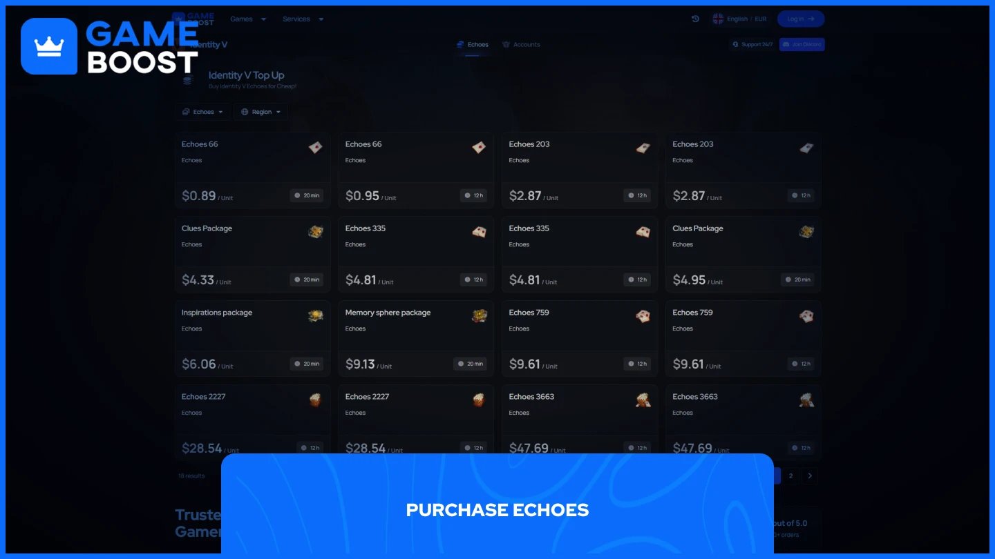 a picture of gameboost echoes top up page