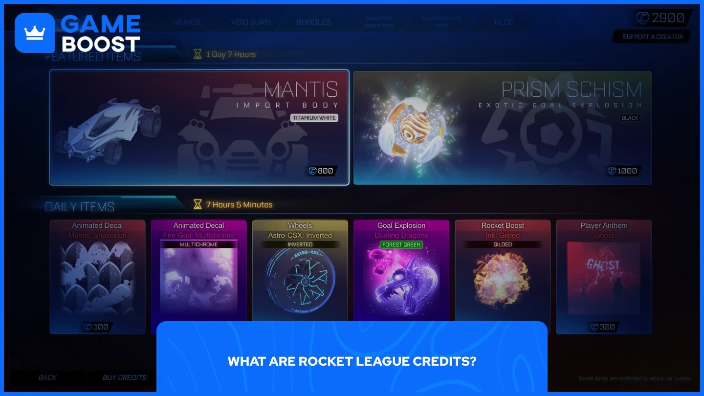 ภาพร้านไอเทมในเกม Rocket League