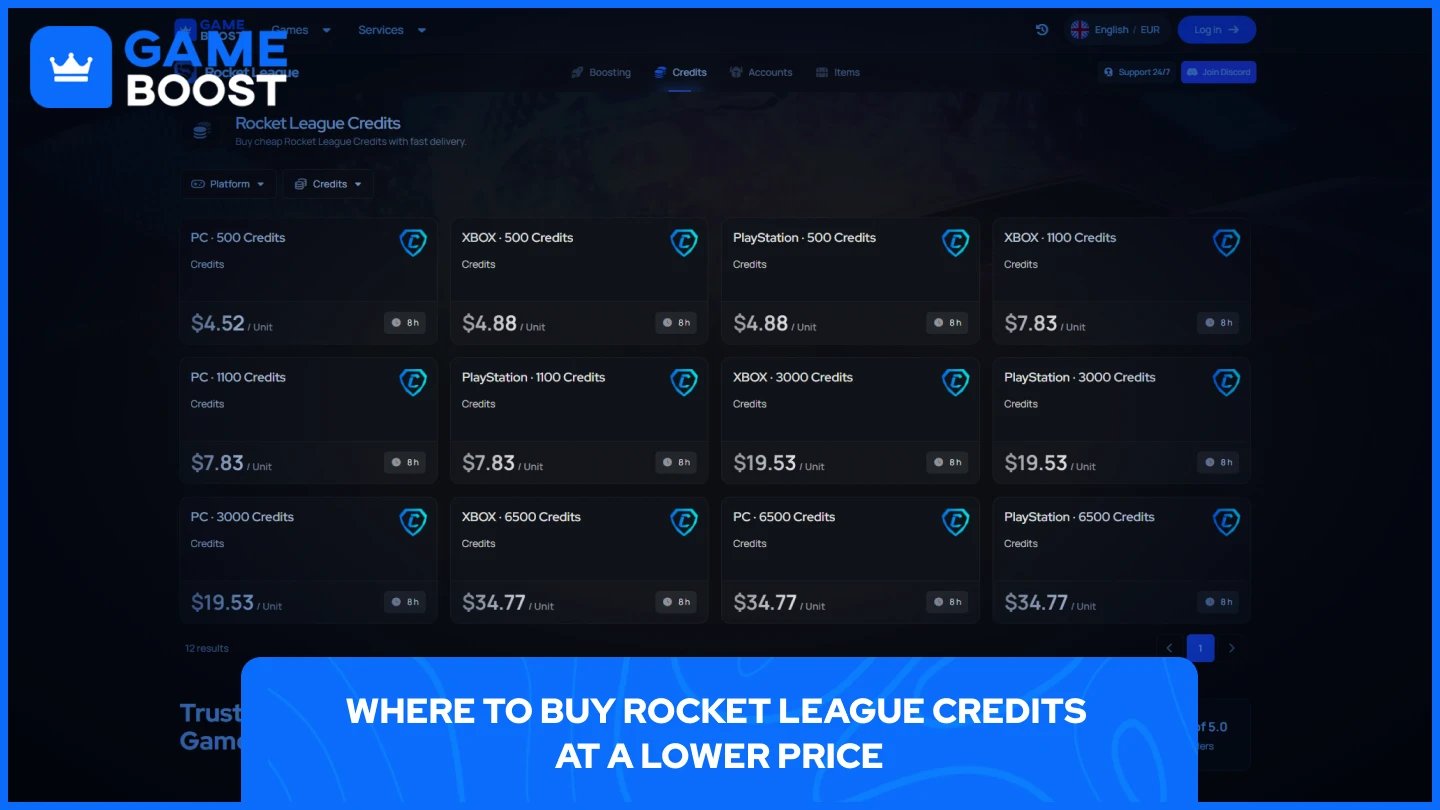 изображение страницы кредитов GameBoost для Rocket League