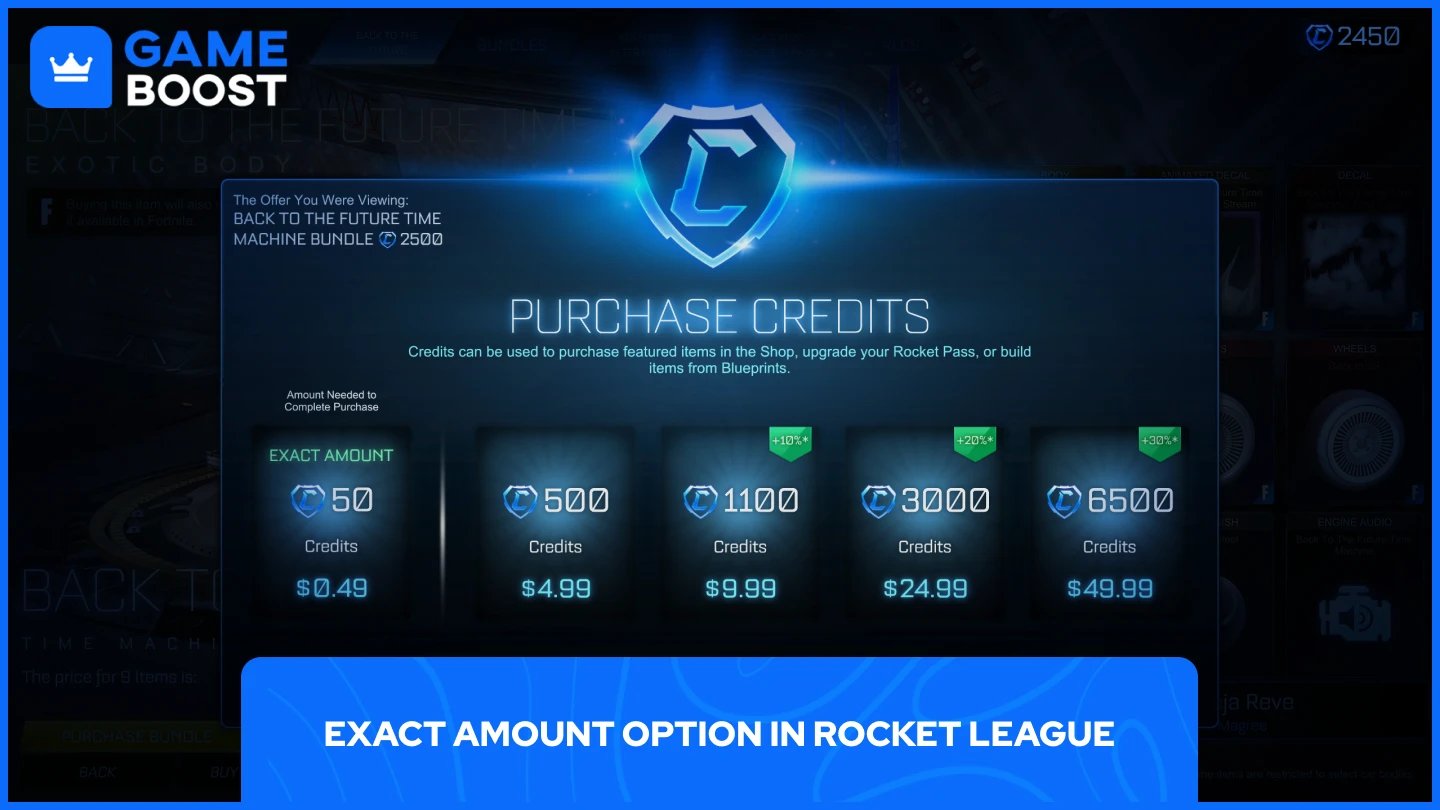 изображение опции точной суммы в Rocket League