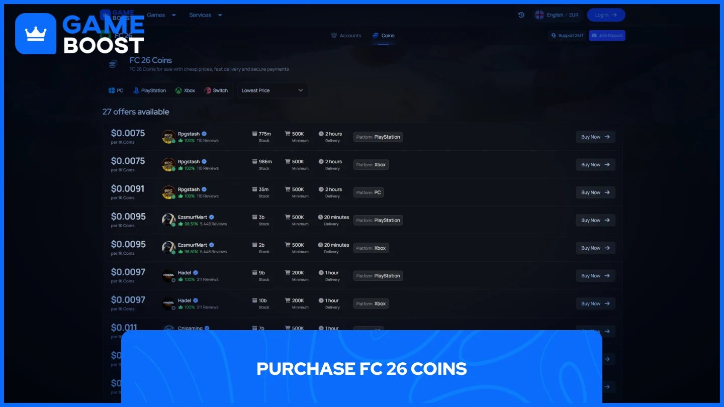 una imagen de gameboost fc 26 monedas