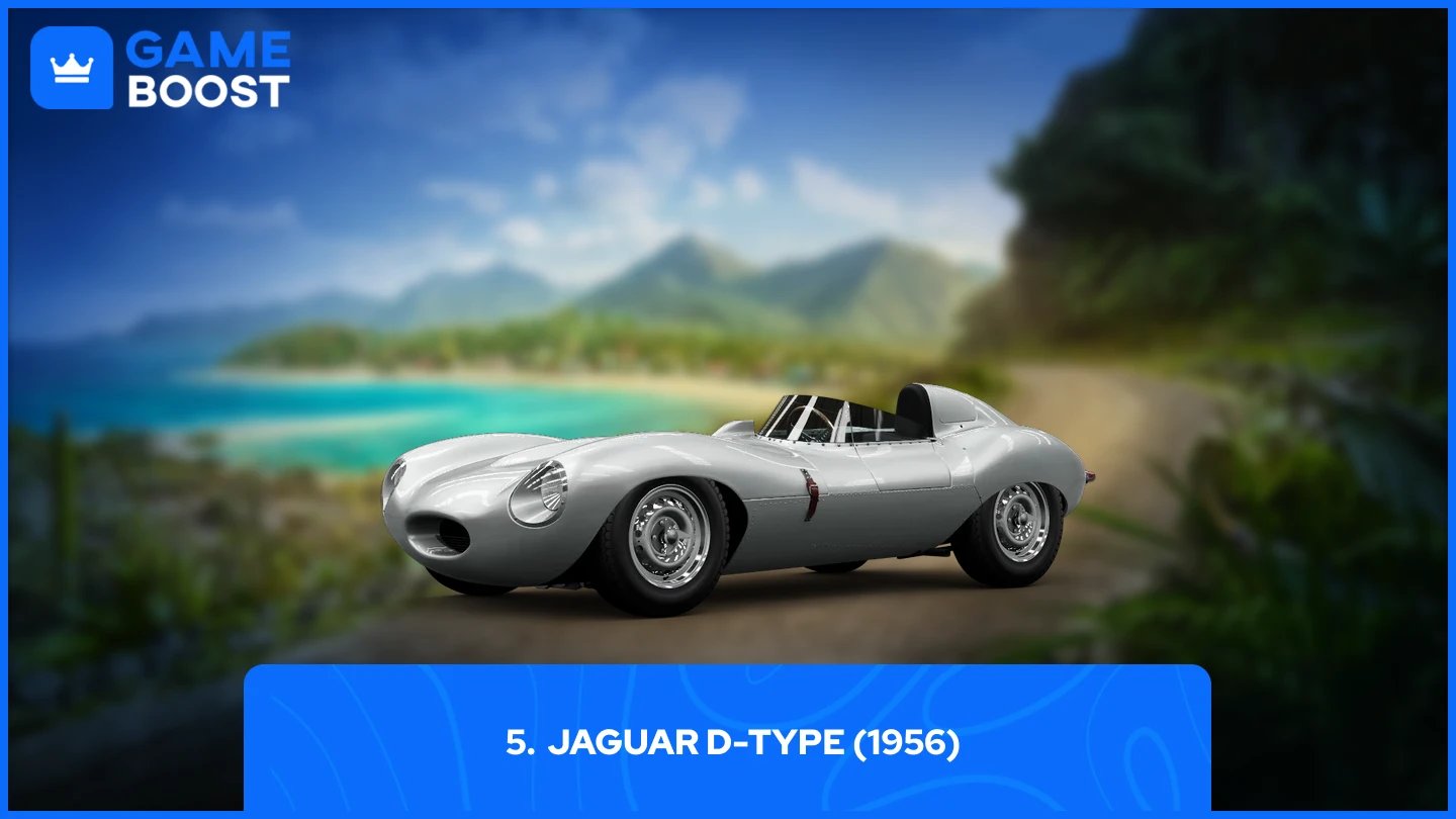 un’immagine della Jaguar D-Type (1956) in Forza Horizon 5