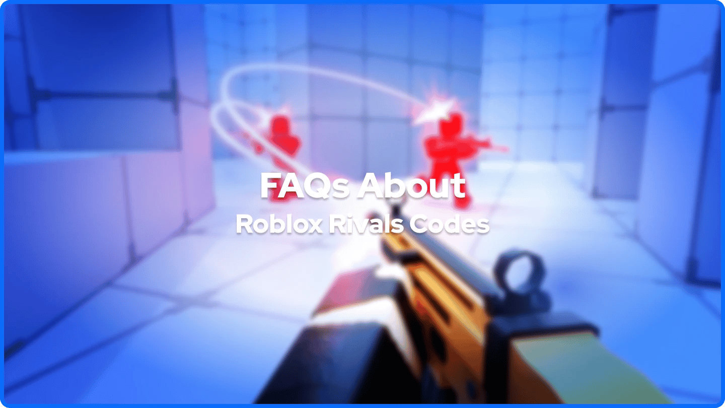 A blurred Roblox Rivals image with overlaid FAQ text