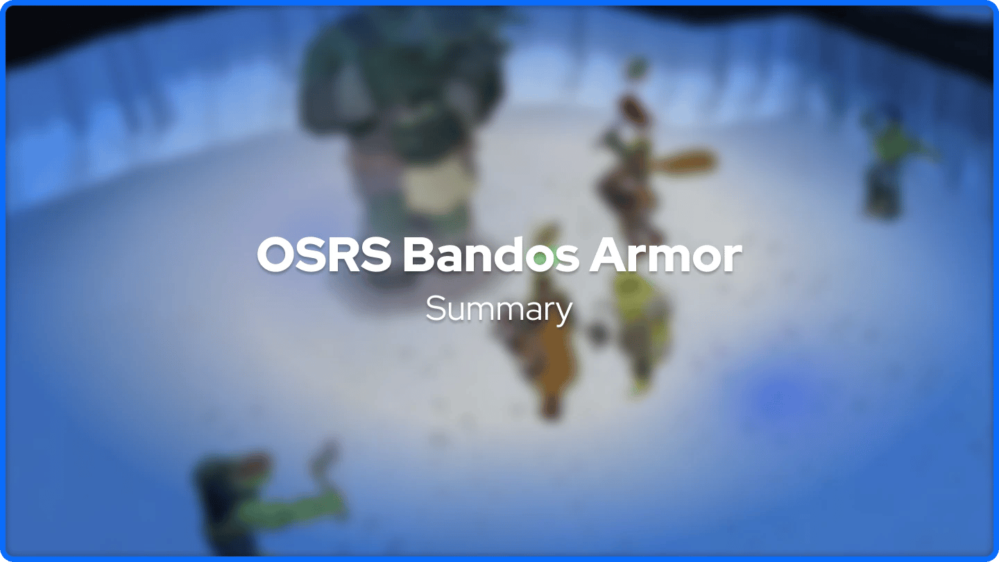 OSRS en arrière-plan avec le texte résumé de l'armure Bandos OSRS au premier plan