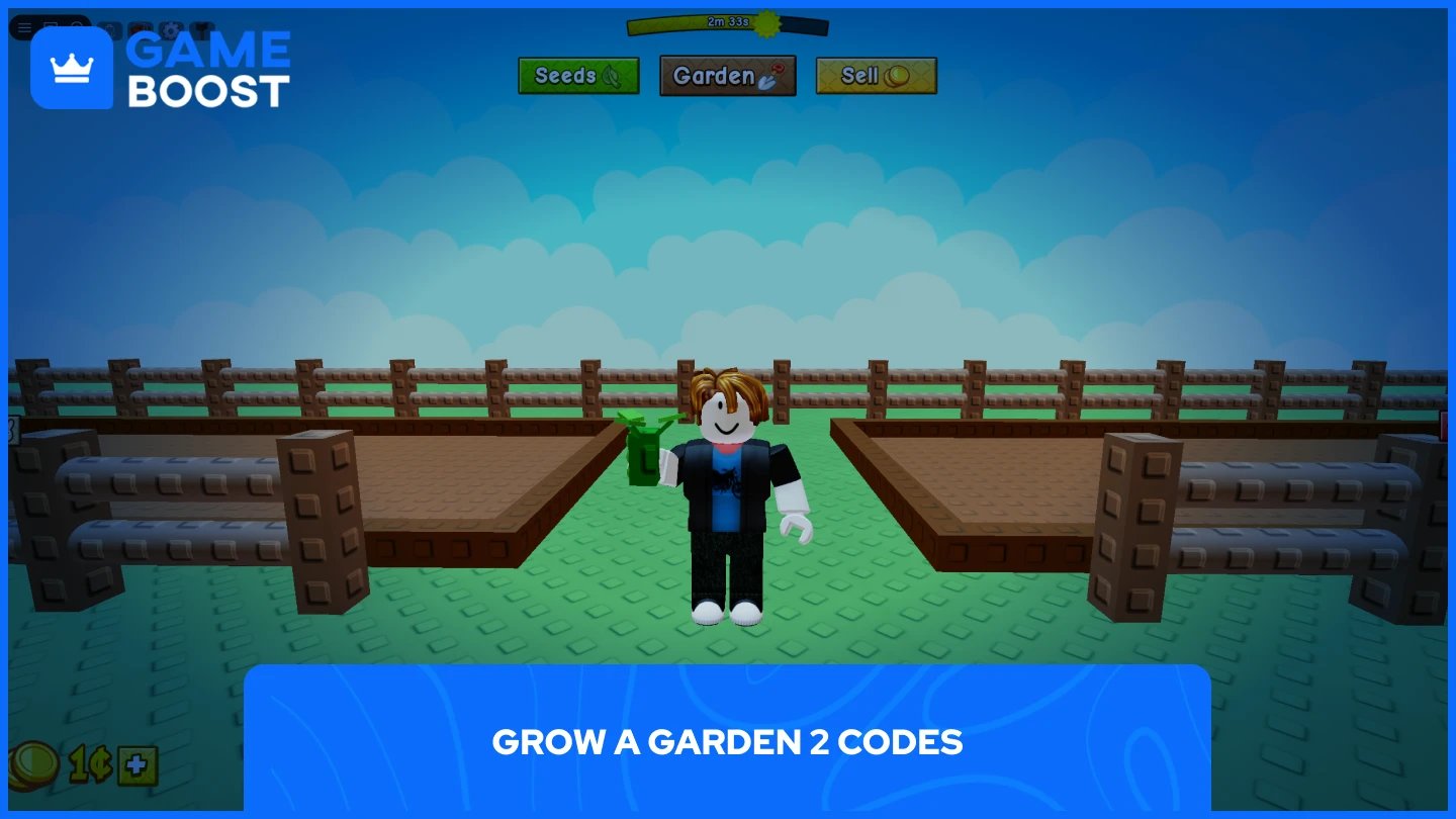 egy kép egy játékosról, aki egy magot tart a Grow a Garden 2-ben