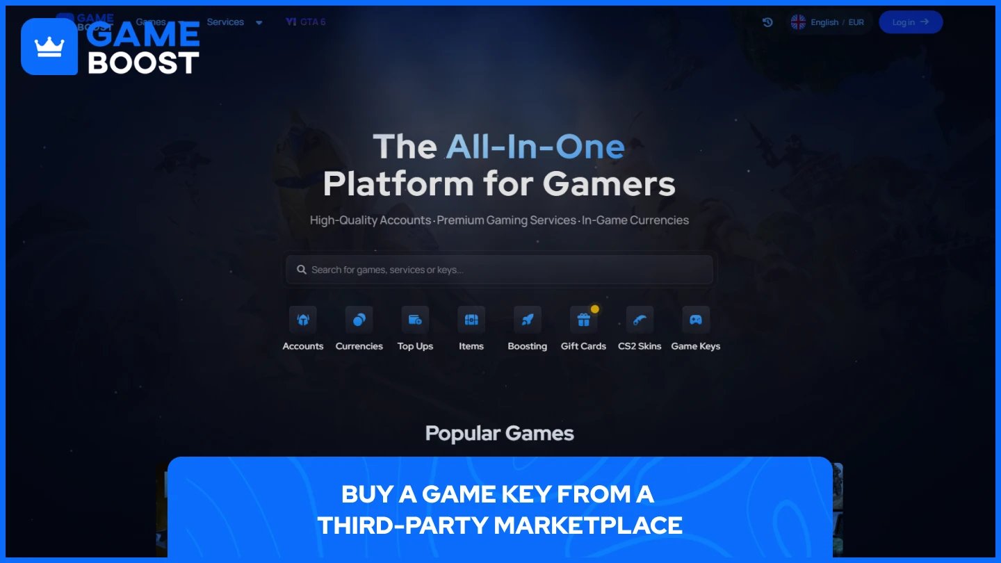 en bild av gameboost hemsidan