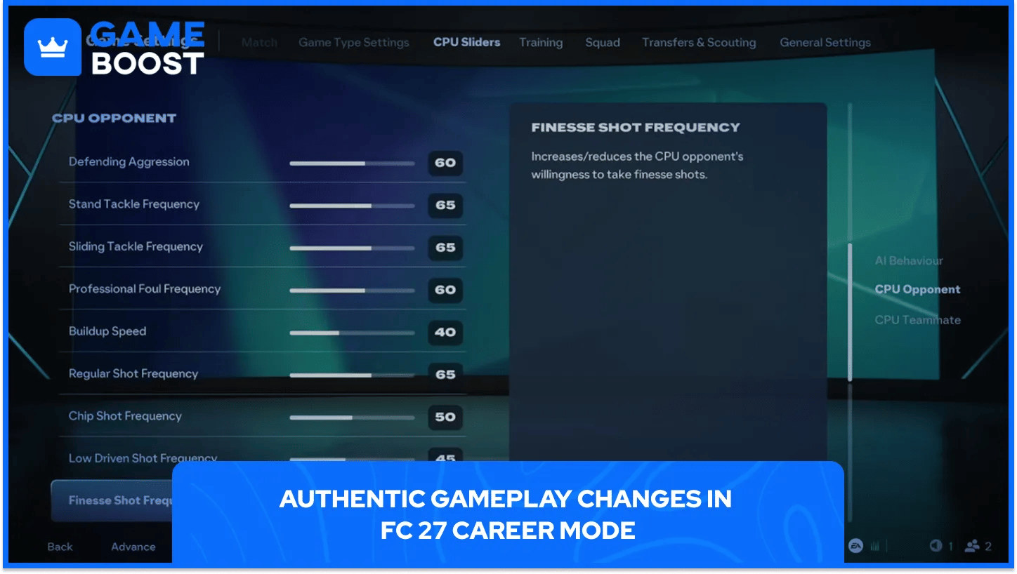 gameplay authentique en mode carrière FC 27