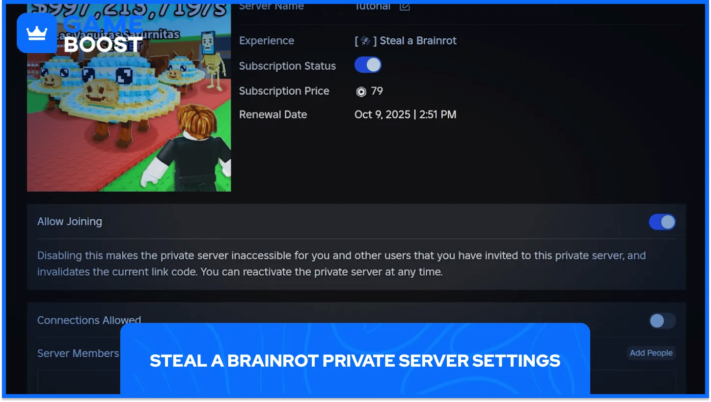 Pengaturan Server Pribadi Steal a Brainrot