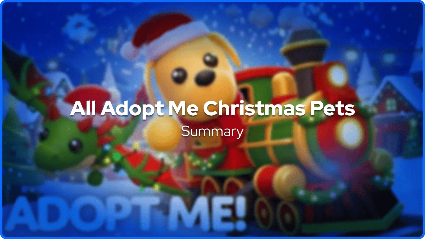 Baner podsumowujący Zwierzęta Świąteczne w Adopt Me