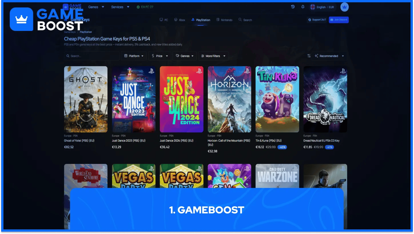 gameboost playstation nøgler