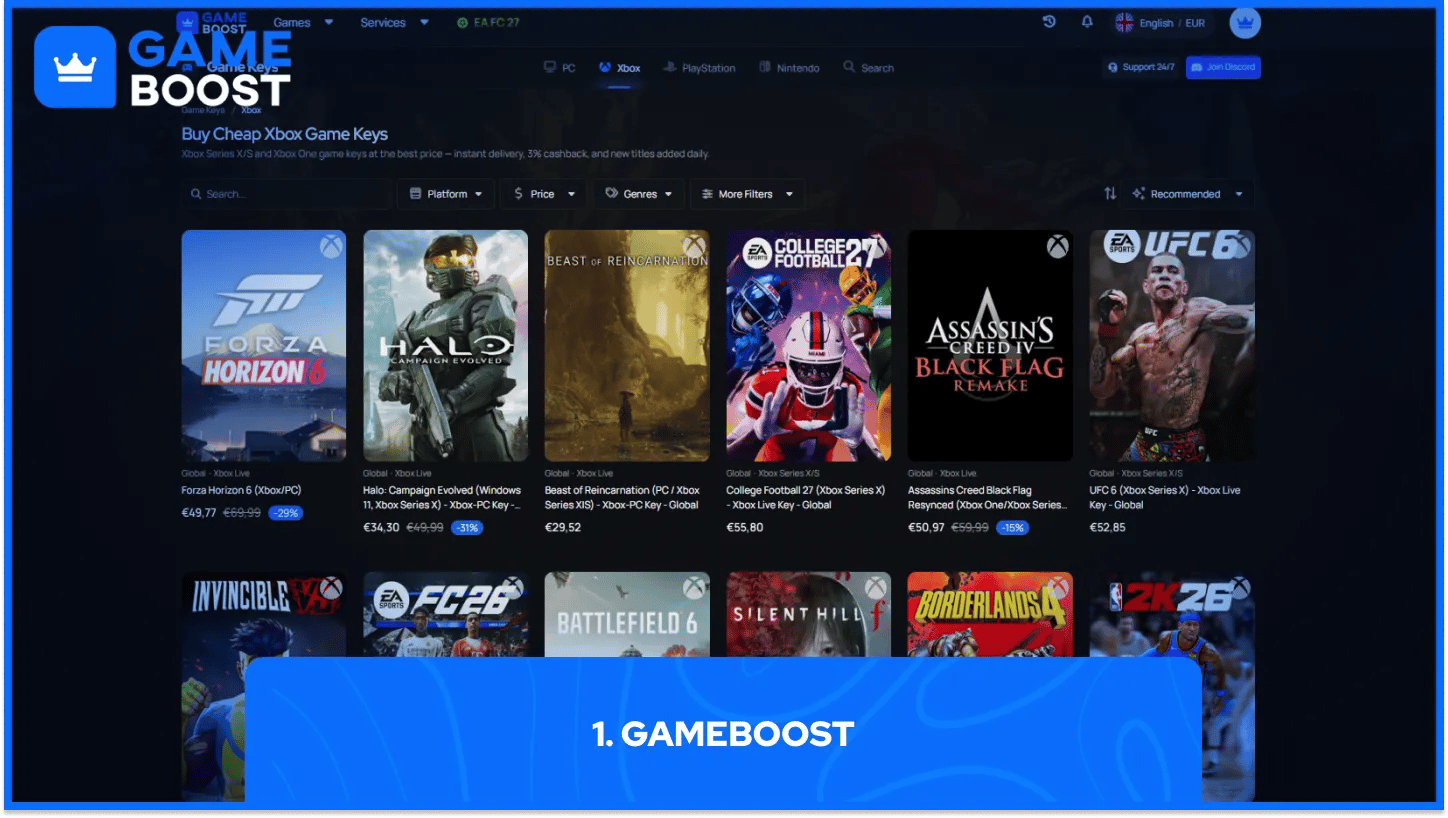gameboost xbox nøgler