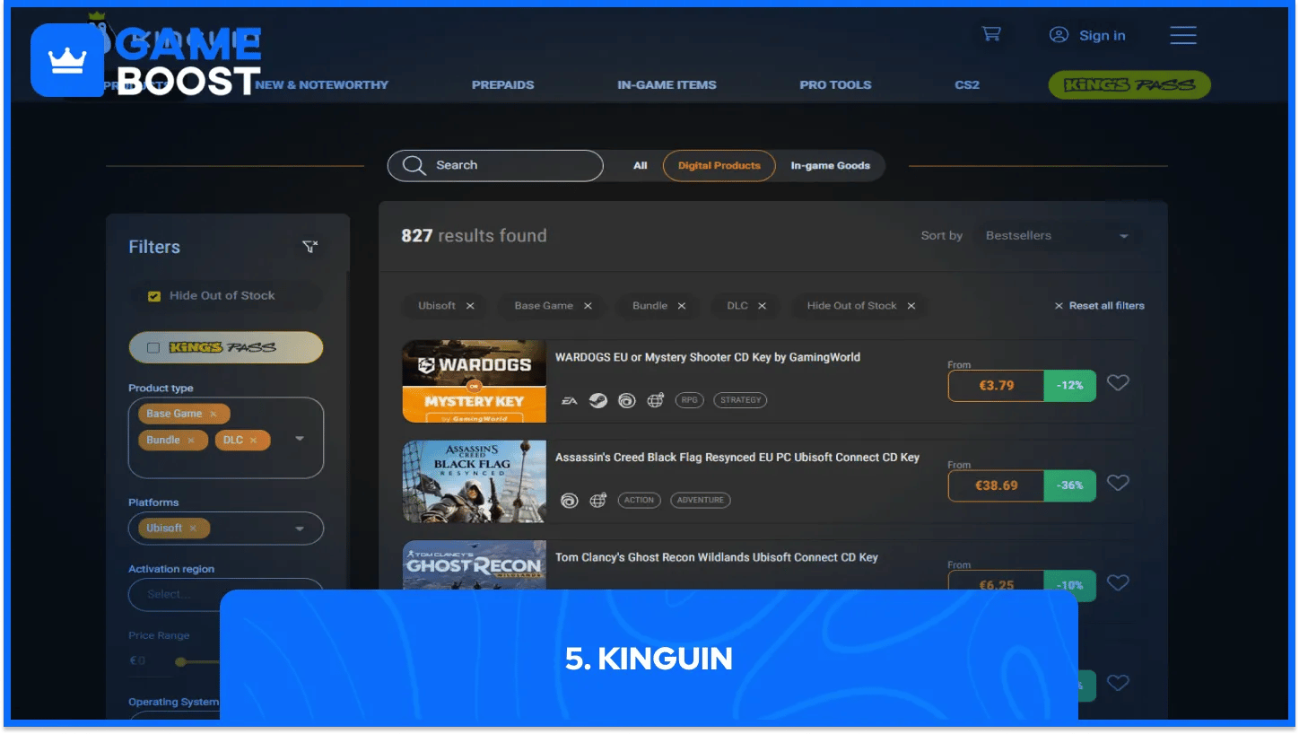 kinguin ubisoft nøgler