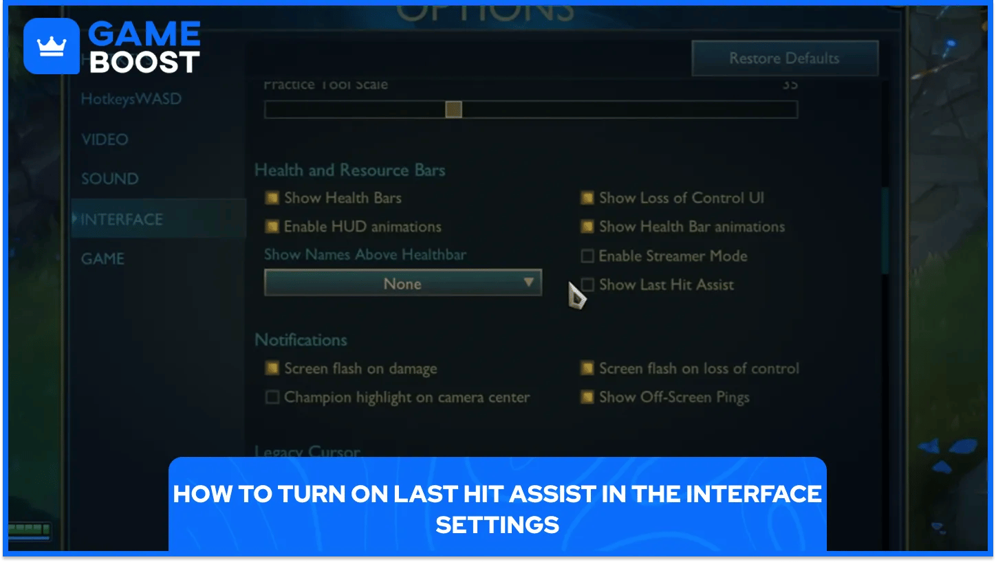 LoL Last Hit Assist Setting Toggled on